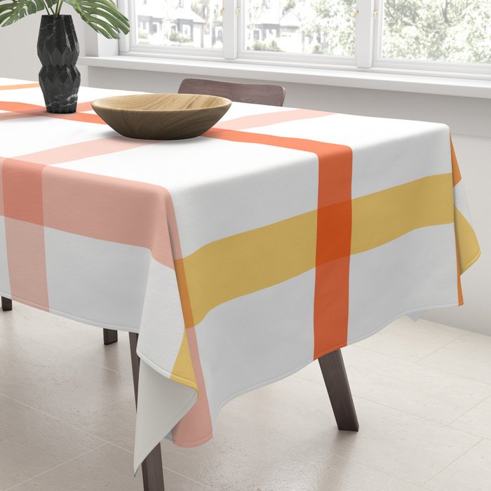 Retro Peachy Pink Summer Check Pattern Tablecloth Gallery Image 3