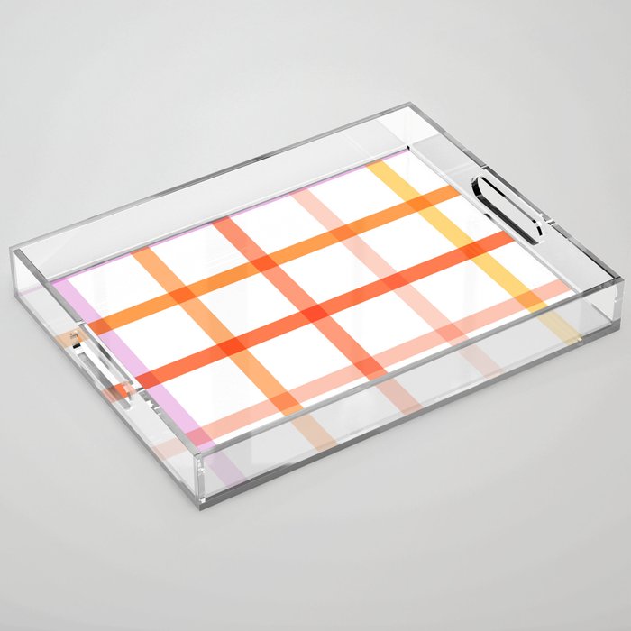 Retro Peachy Pink Summer Check Pattern Acrylic Tray Gallery Image 1