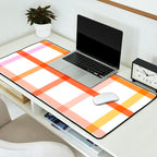Retro Peachy Pink Summer Check Pattern Desk Mat Gallery Image 2