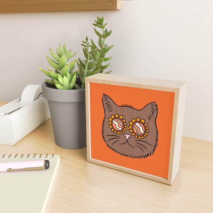 Brown Groovy Cat Mini Art Print Gallery Image 2