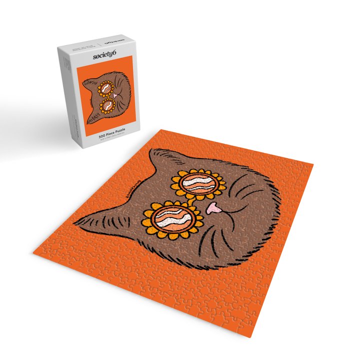 Brown Groovy Cat Jigsaw Puzzle Gallery Image 2