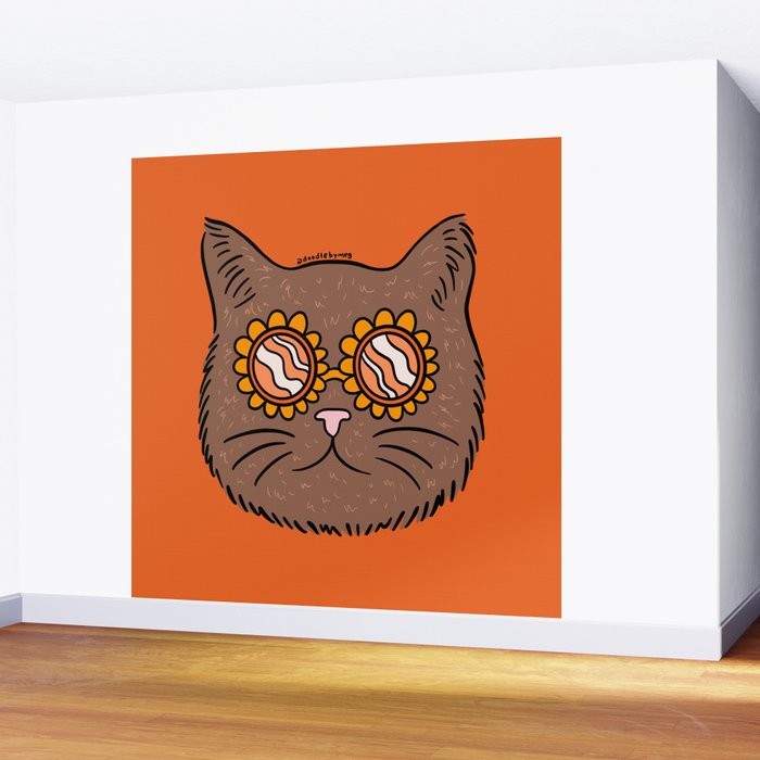 Brown Groovy Cat Wall Mural Gallery Image 2