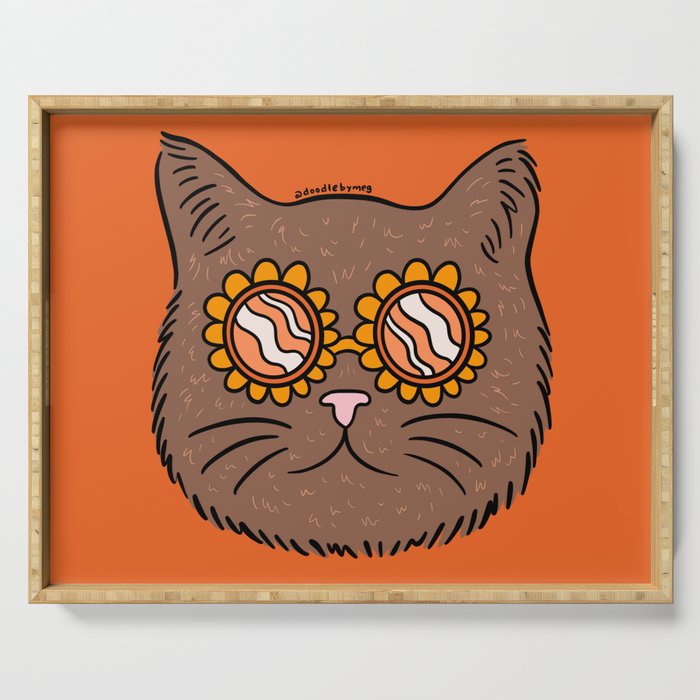 Brown Groovy Cat Serving Tray Gallery Image 1