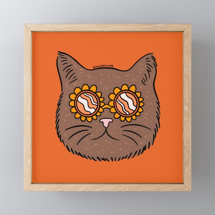 Brown Groovy Cat Mini Art Print Gallery Image 1