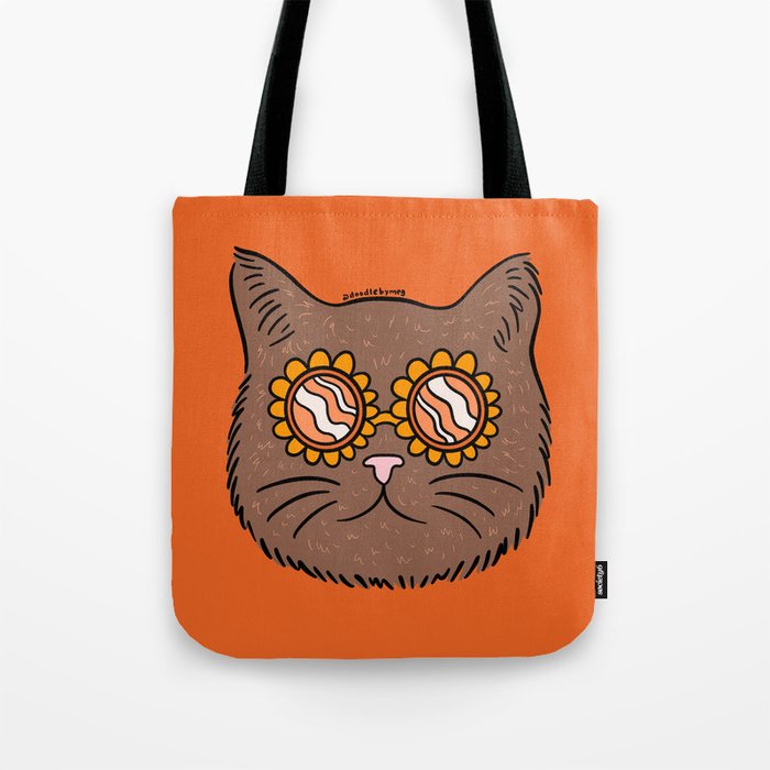 Brown Groovy Cat Tote Bag Gallery Image 1