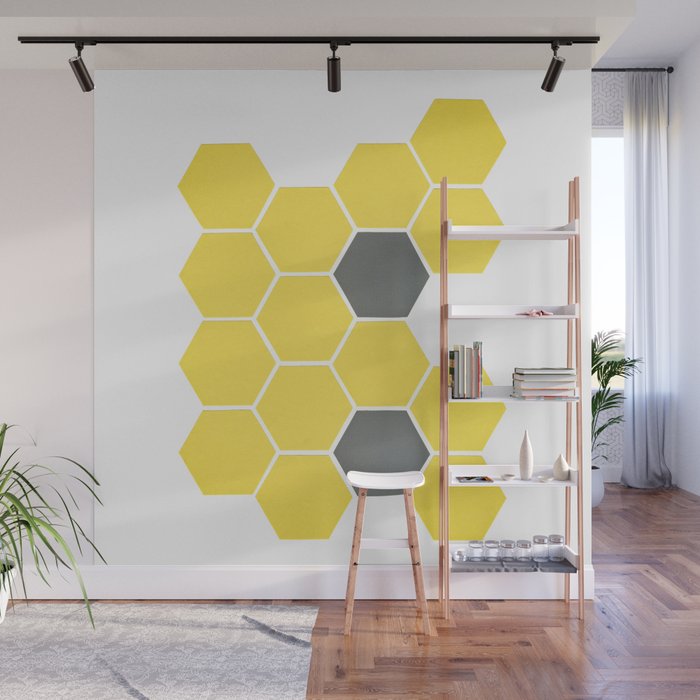 Yellow Honeycomb Wall Mural Gallery Image 1