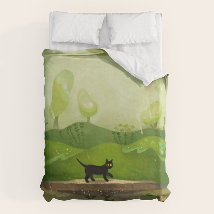 Kitty on a rainy day Duvet Cover Gallery Image 1