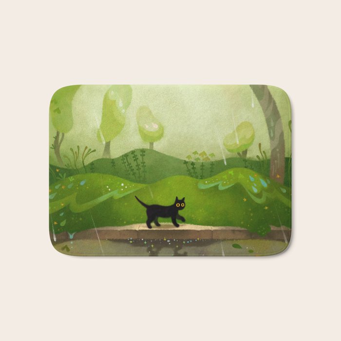 Kitty on a rainy day Bath Mat Gallery Image 1