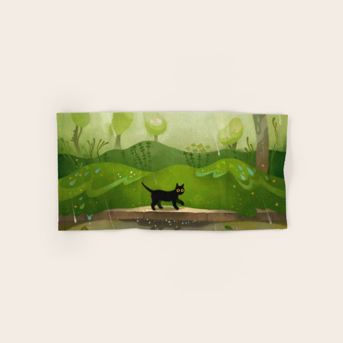 Kitty on a rainy day Bath Towel Gallery Image 1