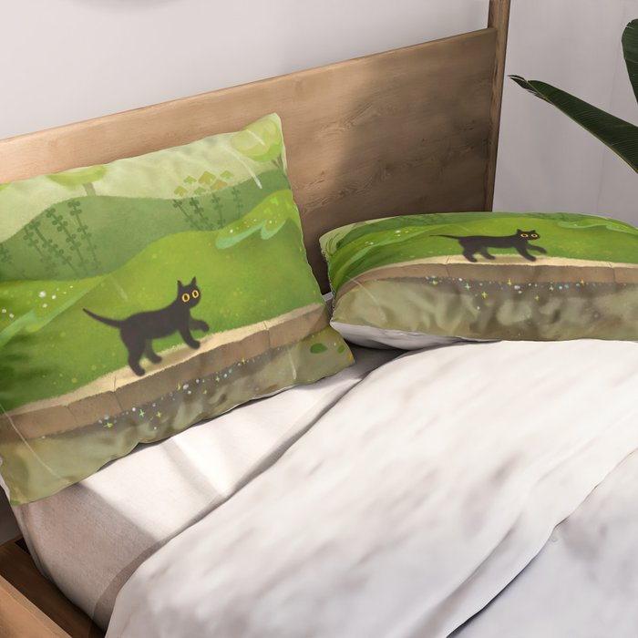 Kitty on a rainy day Pillow Sham Gallery Image 2