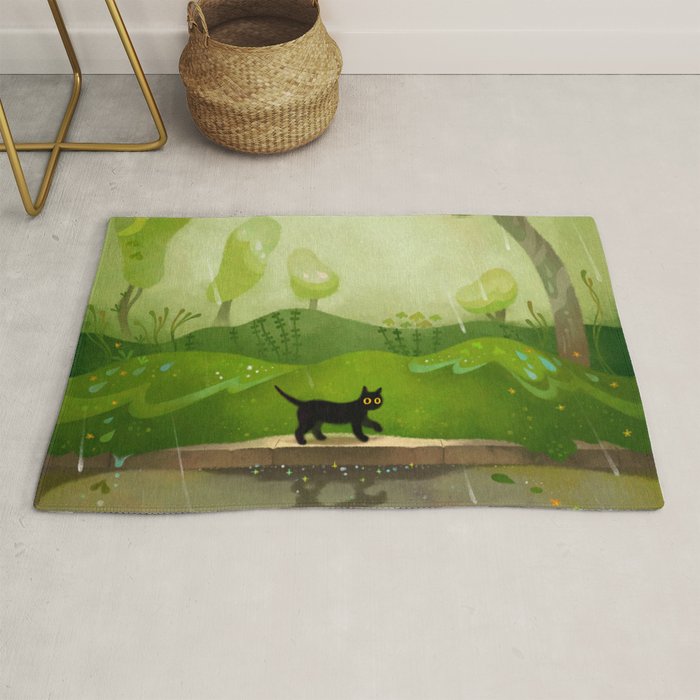 Kitty on a rainy day Rug Gallery Image 1