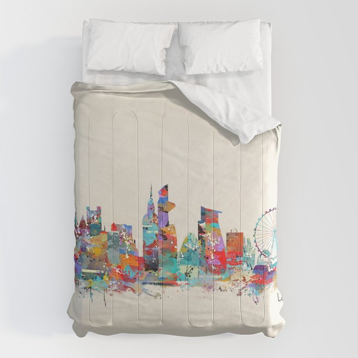 london city skyline watercolor Comforter Gallery Image 6