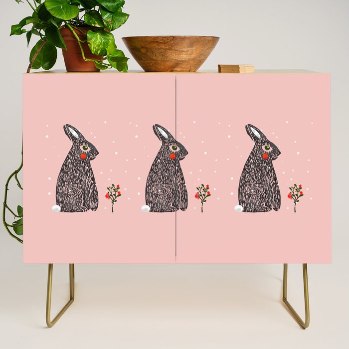 Christmas rabbit - illustration Credenza Gallery Image 1