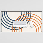 Geometric Lines Rainbow Abstract 5.1 in Navy Blue and Orange Desk Mat Gallery Image 1