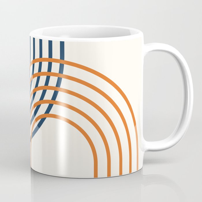 Geometric Lines Rainbow Abstract 5.1 in Navy Blue and Orange Coffee Mug Gallery Image 1