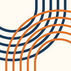 Geometric Lines Rainbow Abstract 5.1 in Navy Blue and Orange Coffee Mug Gallery Image 2