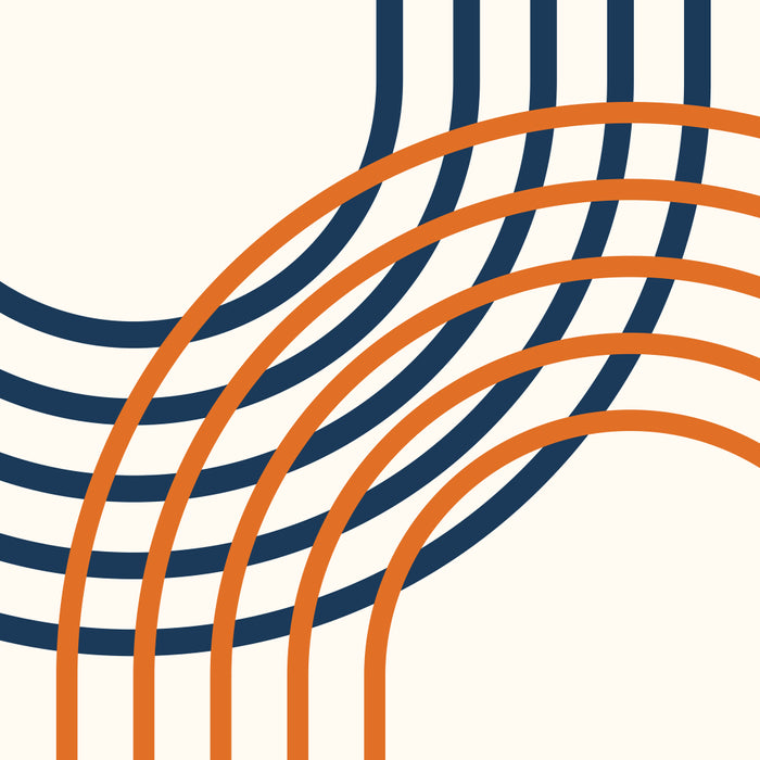 Geometric Lines Rainbow Abstract 5.1 in Navy Blue and Orange Coffee Mug Gallery Image 2