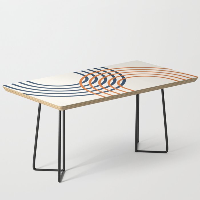 Geometric Lines Rainbow Abstract 5.1 in Navy Blue and Orange Coffee Table Gallery Image 1