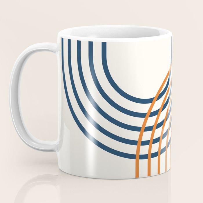 Geometric Lines Rainbow Abstract 5.1 in Navy Blue and Orange Coffee Mug Gallery Image 3