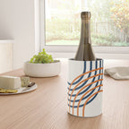 Geometric Lines Rainbow Abstract 5.1 in Navy Blue and Orange Wine Chiller Gallery Image 4