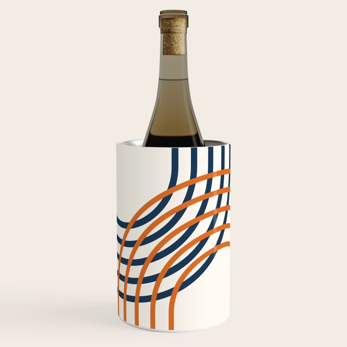 Geometric Lines Rainbow Abstract 5.1 in Navy Blue and Orange Wine Chiller Gallery Image 1
