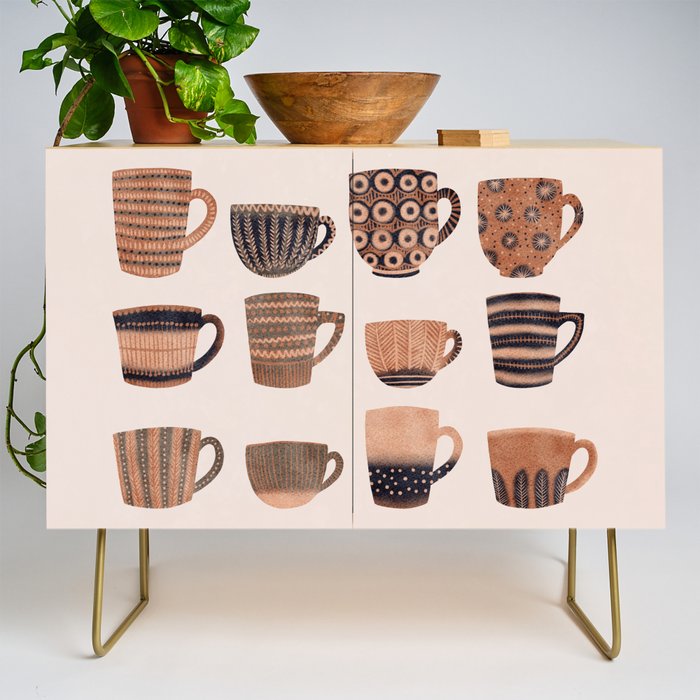 Watercolor Tea Cups Credenza Gallery Image 1