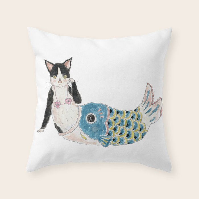 koinobori nyanco Throw Pillow Gallery Image 6