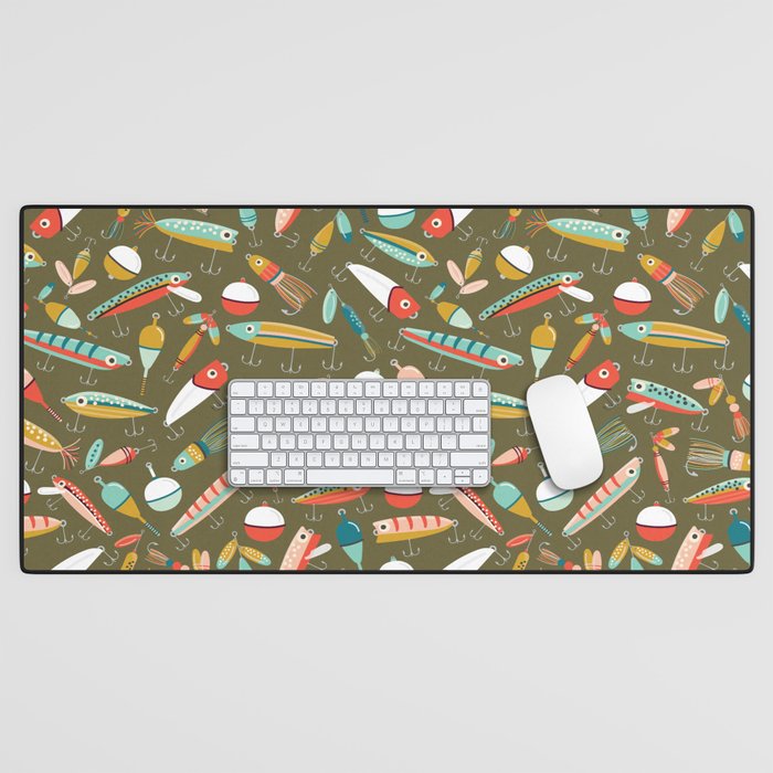 Fishing Lures Green Desk Mat Gallery Image 1