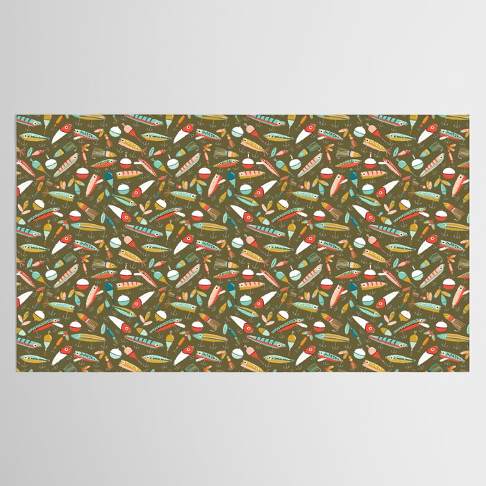 Fishing Lures Green Tablecloth Gallery Image 2