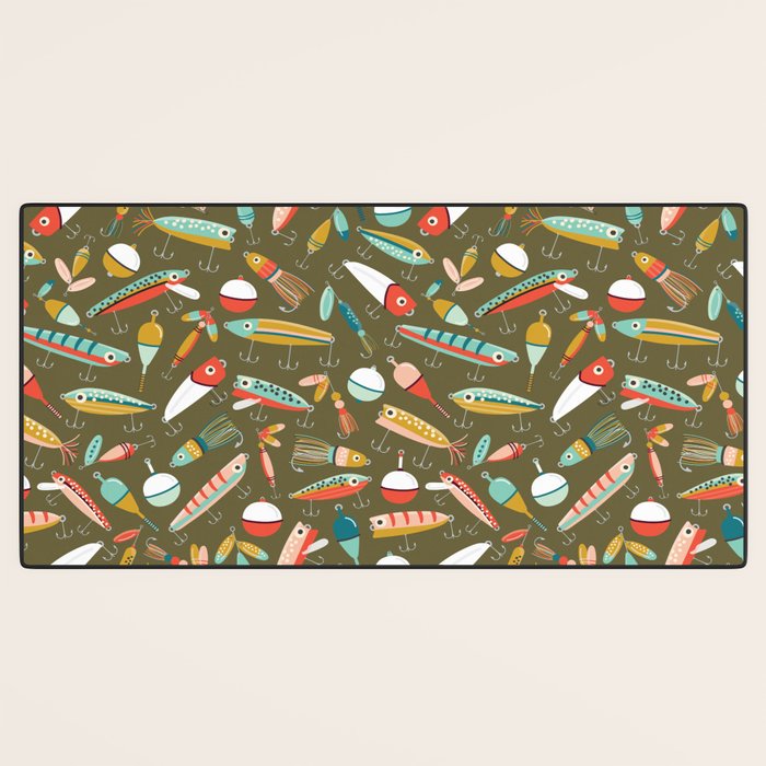 Fishing Lures Green Desk Mat Gallery Image 3