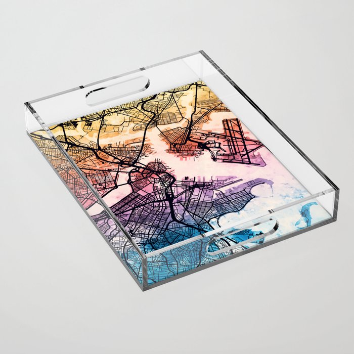 Boston Massachusetts Street Map Acrylic Tray Gallery Image 1