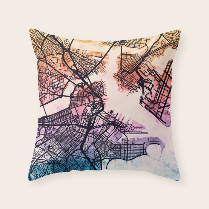 Boston Massachusetts Street Map Throw Pillow Gallery Image 6