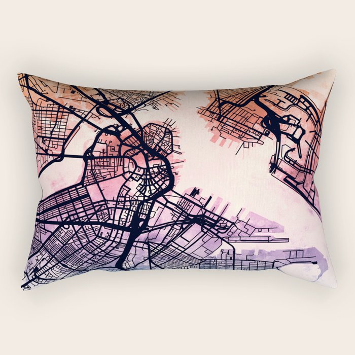 Boston Massachusetts Street Map Rectangular Pillow Gallery Image 1