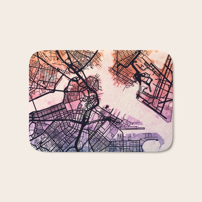 Boston Massachusetts Street Map Bath Mat Gallery Image 1