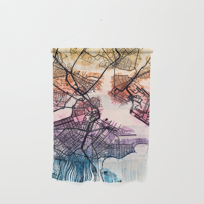 Boston Massachusetts Street Map Wall Hanging Gallery Image 1