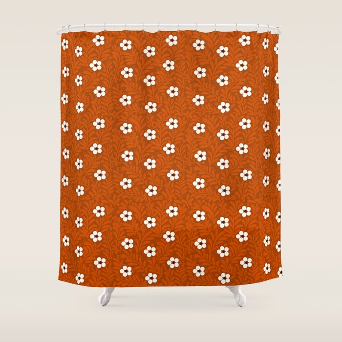 Mexican Olla Clay Orange Pottery  Mexican Modern Design Shower Curtain Gallery Image 1