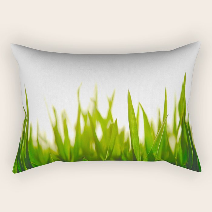Close Up Of Green Blades Of Grass Rectangular Pillow Gallery Image 1