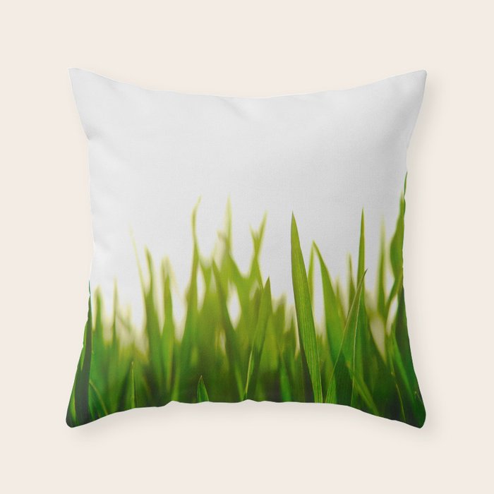 Close Up Of Green Blades Of Grass Throw Pillow Gallery Image 6