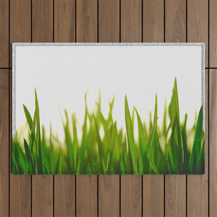 Close Up Of Green Blades Of Grass Outdoor Rug Gallery Image 1