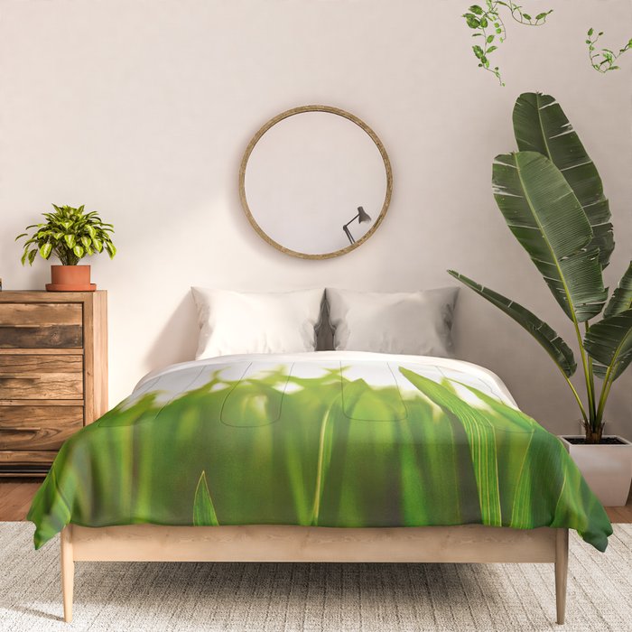 Close Up Of Green Blades Of Grass Comforter Gallery Image 3