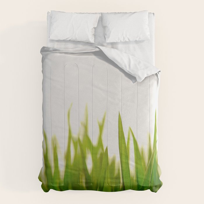 Close Up Of Green Blades Of Grass Comforter Gallery Image 6