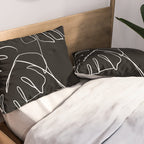 Monstera minimal - black Pillow Sham Gallery Image 2