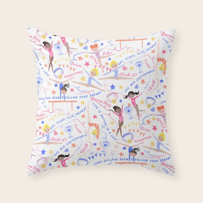 Gymnast Girls Throw Pillow Gallery Image 1