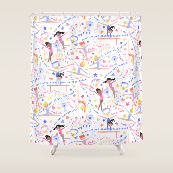 Gymnast Girls Shower Curtain Gallery Image 1