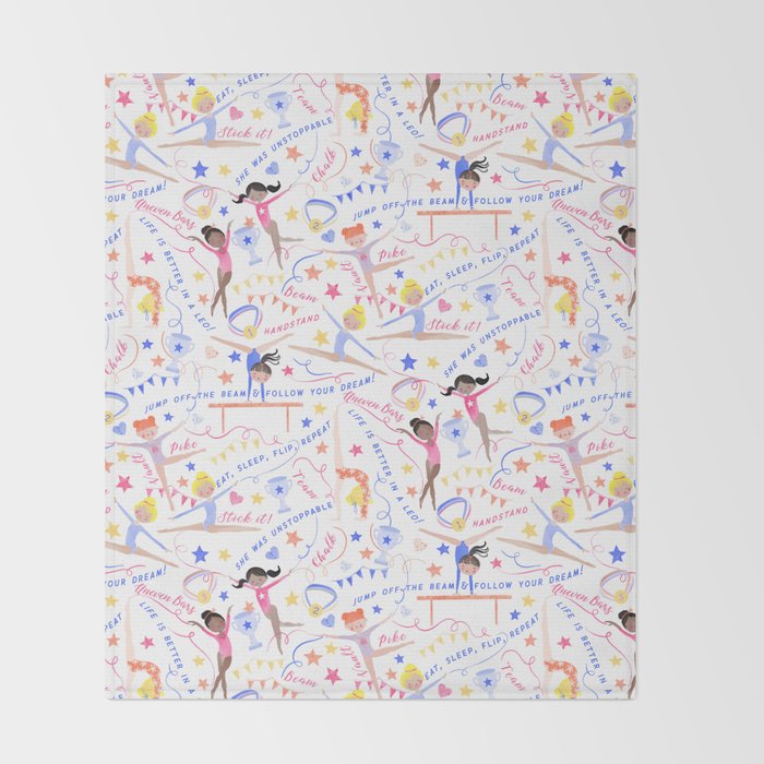 Gymnast Girls Throw Blanket Gallery Image 2