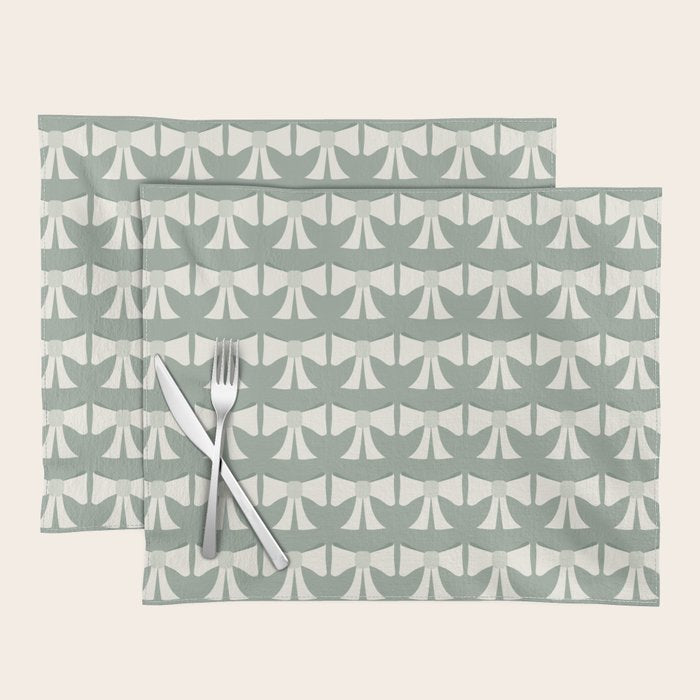 Vintage Bows XIV Green Sage Placemat Gallery Image 1