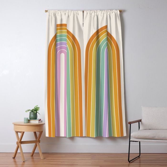Gradient Arch XV Tropical Mid Century Modern Rainbow Window Curtain Gallery Image 5