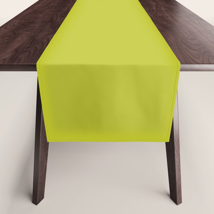 Eccentric Lime Solid Color Plain Yellowish Green Shade Modern Abstract Table Runner Gallery Image 1