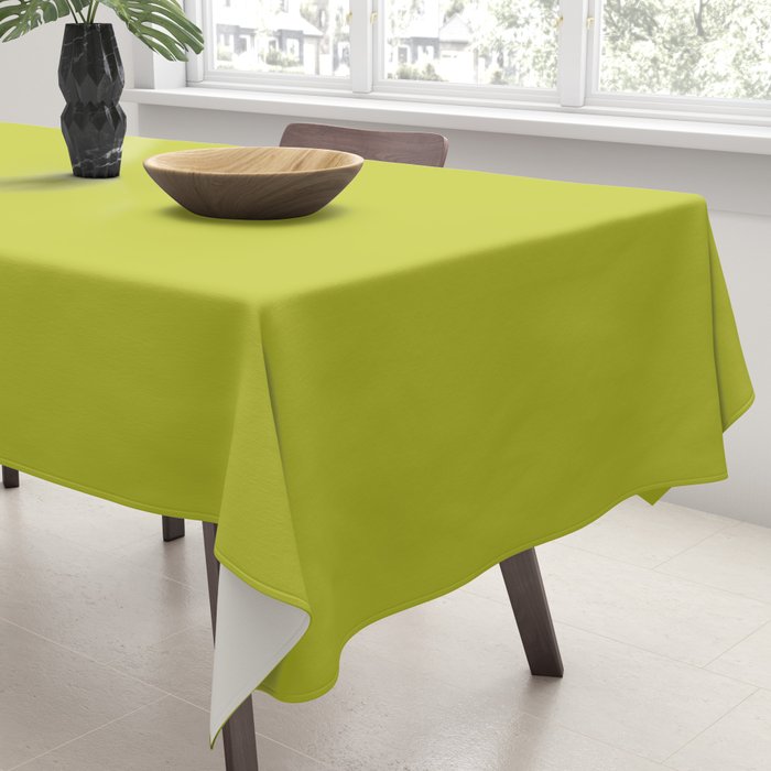 Eccentric Lime Solid Color Plain Yellowish Green Shade Modern Abstract Tablecloth Gallery Image 3