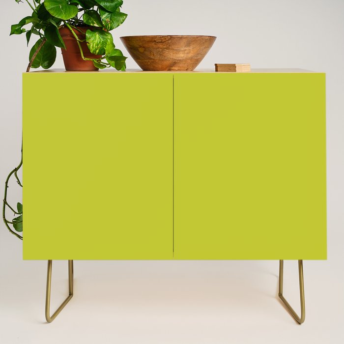 Eccentric Lime Solid Color Plain Yellowish Green Shade Modern Abstract Credenza Gallery Image 1